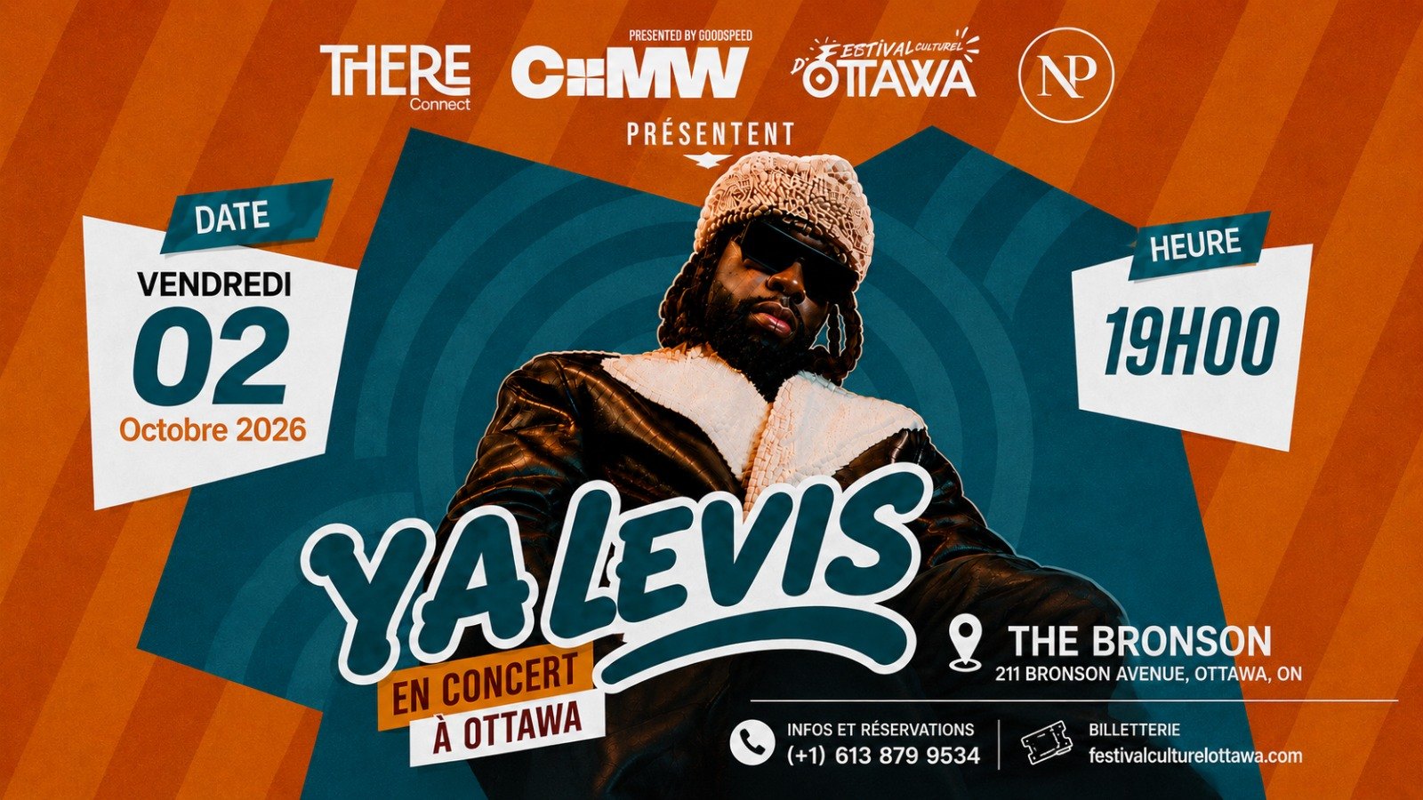 Affiche du Grand Concert Ya Levis, vendredi 2 octobre 2026 au Bronson Centre